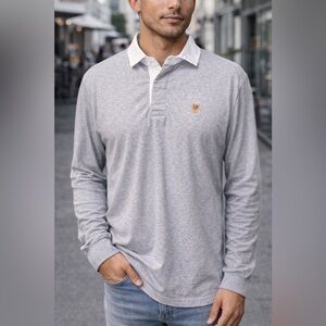 Chaps Gray Long Sleeve Men’s Polo Shirt | Size XL